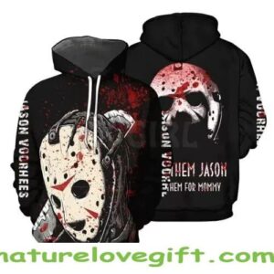 Jason Voorhees Hoodie Red Blood Horror Killer Halloween 3D Shirt