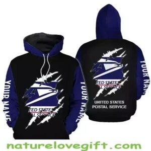 Mens Postal Service Blue Hoodie 3D Printed New Design