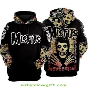 Misfits Skull Hoodie Punk Rock Band Skeleton 3D Halloween Birthday Gift