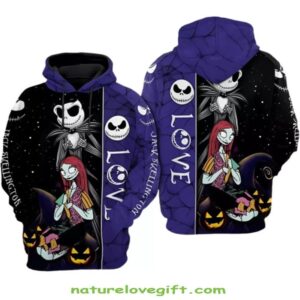 Nightmare Before Christmas Jack Skellington Sally 3D Hoodie Halloween Xmas