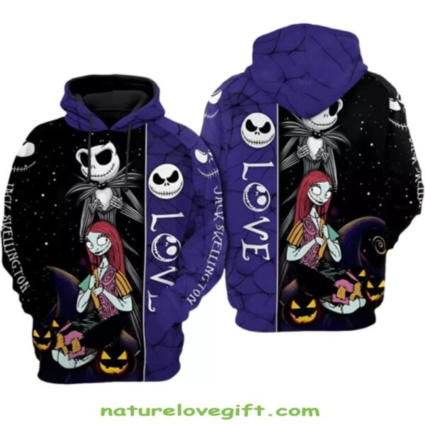 Nightmare Before Christmas Jack Skellington Sally 3D Hoodie Halloween Xmas