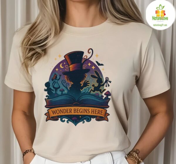 Alice in Wonderland Shirt Wonder Begins Here Unisex Crew Neck