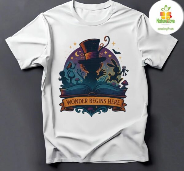 Alice in Wonderland Shirt Wonder Begins Here Unisex Crew Neck