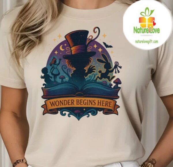 Alice in Wonderland Shirt Wonder Begins Here Unisex Crew Neck