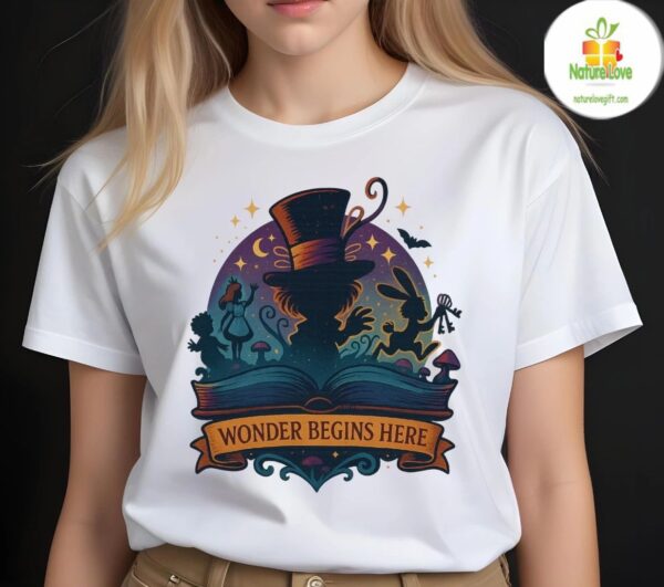 Alice in Wonderland Shirt Wonder Begins Here Unisex Crew Neck