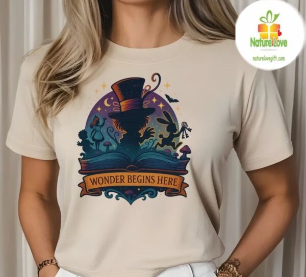 Alice in Wonderland Shirt Wonder Begins Here Unisex Crew Neck