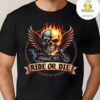 Biker T-Shirt Ride Or Die Flame Skull Hardcore Graphic Tee
