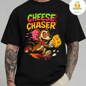 Cheese Chaser Skater Mouse Graphic Tee Limited Edition Funny Animal