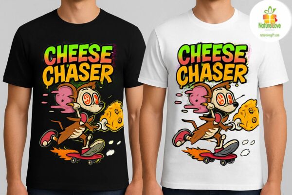 Cheese Chaser Skater Mouse Graphic Tee Limited Edition Funny Animal