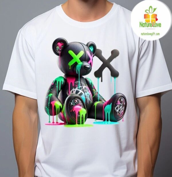 Colorful Bear Drip Streetwear T Shirt Neon Graphic Tee