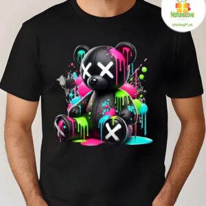 Colorful Teddy Bear Drip Streetwear T Shirt Neon Apparel
