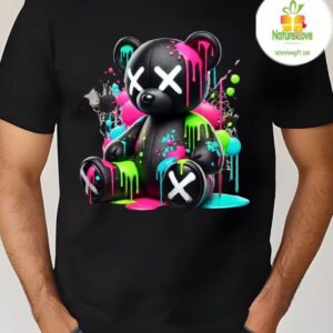 Neon Colorful Teddy Bear Drip Streetwear Apparel T Shirt 4