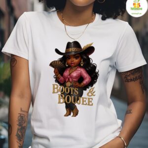 Cowgirl T-Shirt Black Boots Boujee Western Rodeo Country Tee