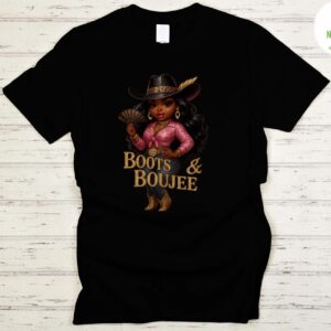 Boots amp Boujee T shirt Black Cowgirl Western Rodeo Country Style Tee 2