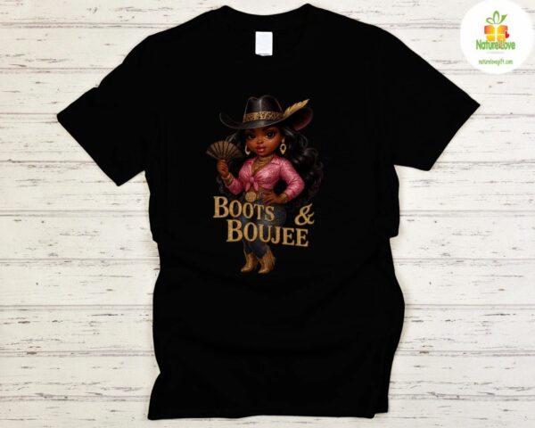 Cowgirl T-Shirt Black Boots Boujee Western Rodeo Country Tee
