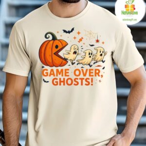 Custom Game Over Ghosts Cotton Blend Crew Neck T-Shirt