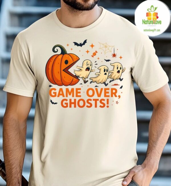 Custom Game Over Ghosts Cotton Blend Crew Neck T-Shirt
