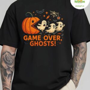 Game Over Ghosts Custom Design Cotton Blend Crew Neck Shirt Unisex 2