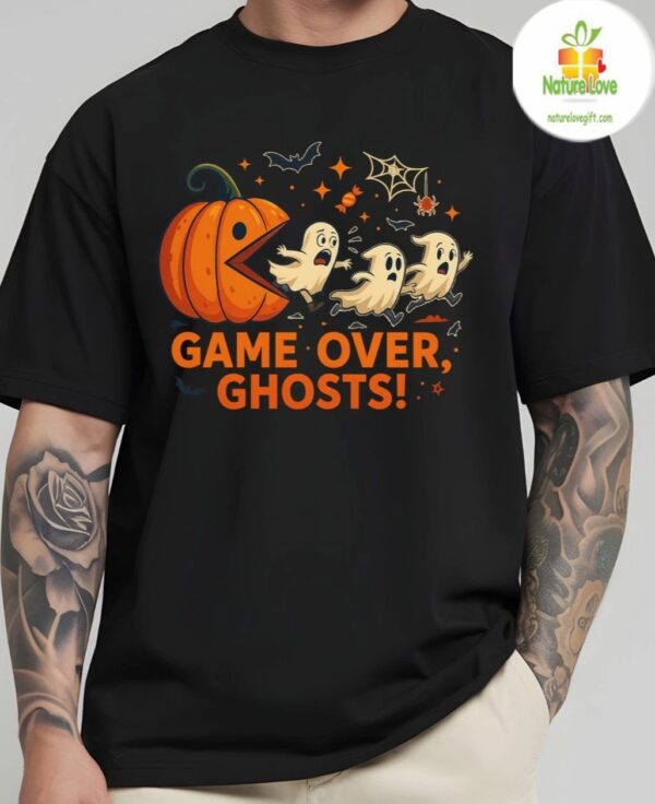 Custom Game Over Ghosts Cotton Blend Crew Neck T-Shirt