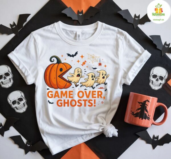 Custom Game Over Ghosts Cotton Blend Crew Neck T-Shirt