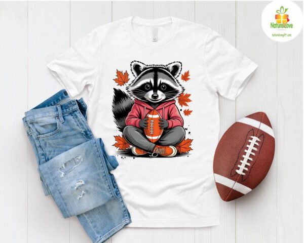 Football Raccoon Tshirt Fall Animal Sports Fan Tee