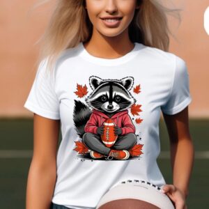 Raccoon Football T shirt Fall Vibes Animal Sports Fan Tee 3