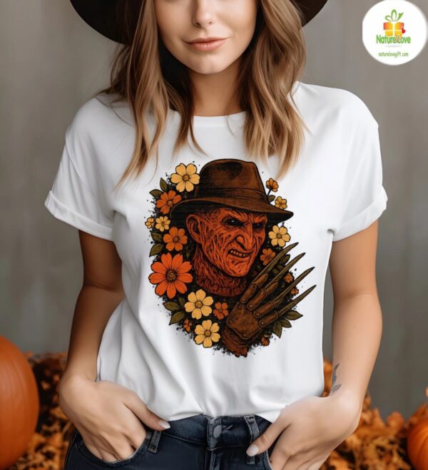 Freddy Krueger Horror Movie T-Shirt Halloween Floral Tee Unisex