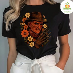 Freddy Krueger Inspired Halloween Floral T shirt Horror Movie Tee Unisex 3