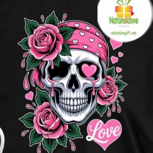 Skull Flower Floral Bone Rose Skeleton Cool Goth ic T shirt 3