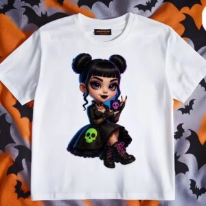 Gothic Girl Halloween Tshirt Cute Chibi Skull Coffee Mug Goth Tee