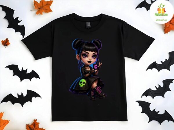 Gothic Girl Halloween Tshirt Cute Chibi Skull Coffee Mug Goth Tee