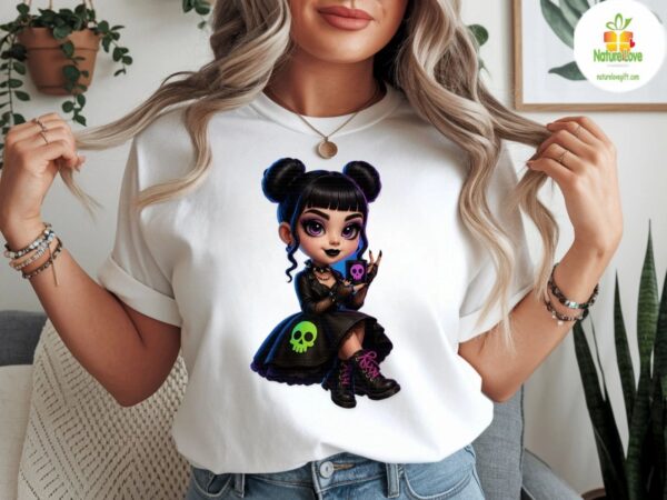 Gothic Girl Halloween Tshirt Cute Chibi Skull Coffee Mug Goth Tee