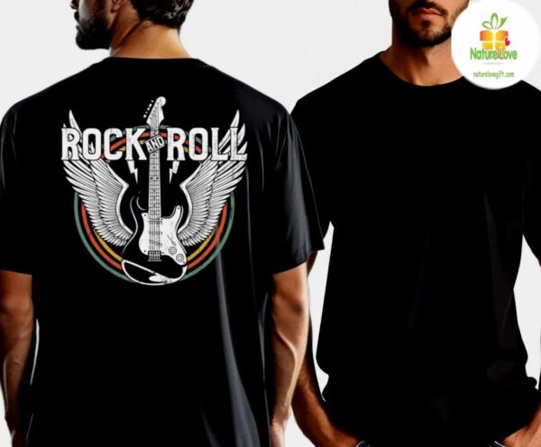 Guitar Player T-Shirt Rock N Roll Angel Wings Music Tee