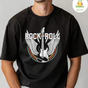 Rock N Roll Angel Wings Music Guitar Player T shirt 3