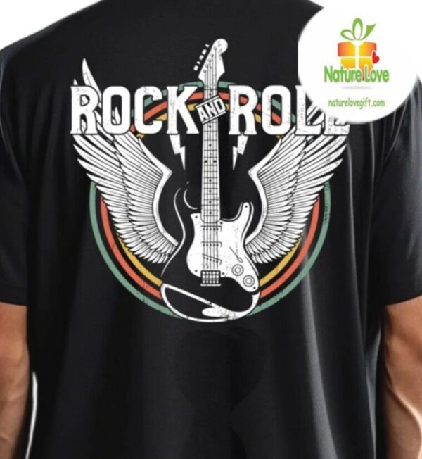 Guitar Player T-Shirt Rock N Roll Angel Wings Music Tee