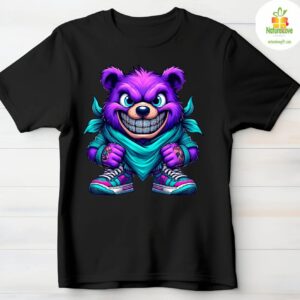 Purple Street Bear Tee – Hip Hop Cartoon Graphic With Grills 5