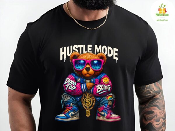 Hip Hop Bear T-shirt Urban Streetwear Bling Teddy Graphic Tee