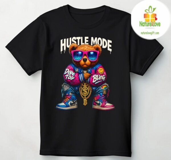 Hip Hop Bear T-shirt Urban Streetwear Bling Teddy Graphic Tee