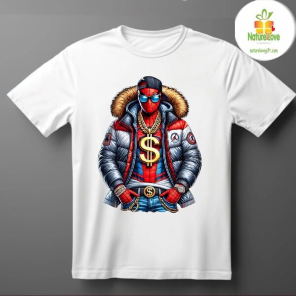 Hip Hop Graphic Tee Superhero Streetwear T Shirt for Men Women