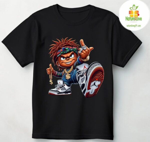 Hip Hop Kid Rapper Cartoon Tshirt Streetwear Graphic Tee