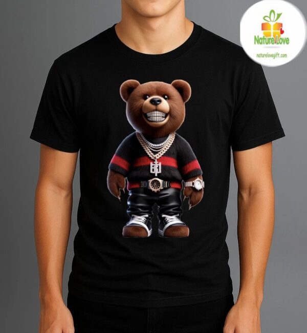 Hip Hop Teddy Bear T Shirt Cool Urban Streetwear for Boys