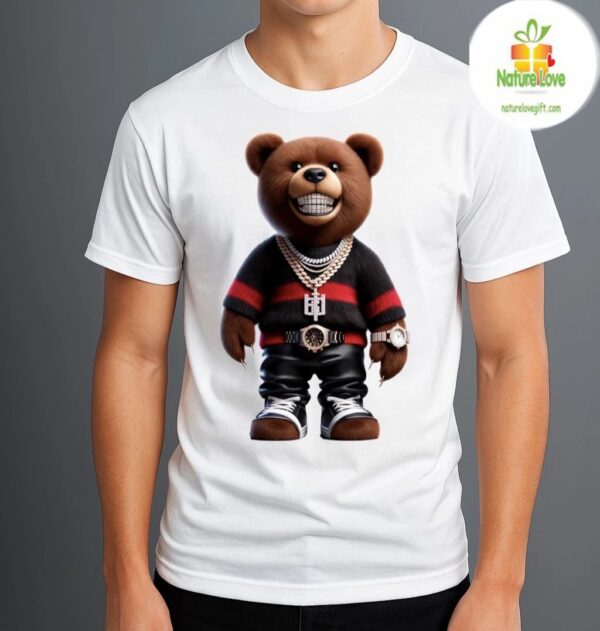 Hip Hop Teddy Bear T Shirt Cool Urban Streetwear for Boys