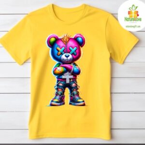 Neon Cartoon Colorful Hip Hop Teddy Bear T Shirt 2
