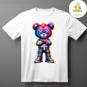 Neon Cartoon Colorful Hip Hop Teddy Bear T Shirt 3