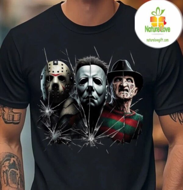 Horror Killer Characters Graphic Tee Crew Neck T-Shirt