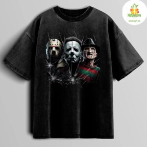 Horror Killers Vintage Graphic Oversized Shirt Ash Black