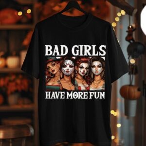 Bad Girls Horror Shirt – Creepy Cute Villains Tee Edgy Halloween Graphic Top 2