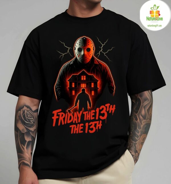Jason Voorhees T-shirt Friday the 13th Horror Movie Cabin Design
