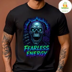 Men’s Black Skull T-Shirt Glowing Eye Graphic Tee Fearless Energy