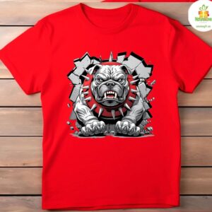Red Bulldog Graphic T shirt Mens Aggressive Dog Design Tee Streetwear 2